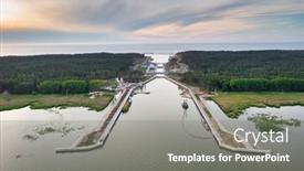  Presentation with canal - Theme enhanced with construction-of-a-canal background and a gray colored foreground