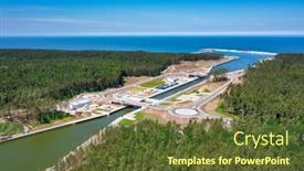  Presentation with canal - Slide deck consisting of construction-of-a-canal background and a tawny brown colored foreground