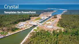 Presentation with canal - PPT theme enhanced with construction-of-a-canal background and a teal colored foreground
