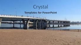  Presentation with bridge construction - PPT theme with construction-of-a-large-bridge background and a light blue colored foreground