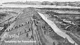  Presentation with steel construction - Presentation having rashevsky published in magazine background and a gray colored foreground