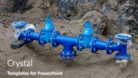 Presentation with water supply system - Amazing PPT layouts having construction-of-a-new-water backdrop and a gray colored foreground