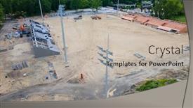  Presentation with football stadium - Cool new slide set with construction-of-a-small-football backdrop and a soft green colored foreground