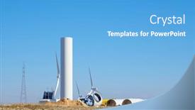  Presentation with sustainable construction - Presentation theme featuring construction-of-a-windmill background and a teal colored foreground