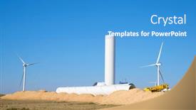  Presentation with sustainable construction - Presentation theme with construction-of-a-windmill background and a teal colored foreground