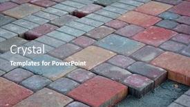  Presentation with road pavement - Slide set having construction-of-brick-paved-sidewalk background and a gray colored foreground