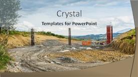  Presentation with bridge construction - Beautiful slide set featuring construction-of-bridge-pillars backdrop and a light blue colored foreground