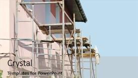  Presentation with house building - PPT theme with construction-of-building-of-new background and a mint green colored foreground