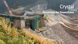 Presentation with dam construction - Beautiful theme featuring construction of dam backdrop and a gray colored foreground