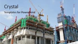  Presentation with high rise building - Amazing slide set having construction of high-rise buildings backdrop and a light blue colored foreground