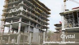  Presentation with building construction - Beautiful slides featuring mechanical project - construction of modern urban building backdrop and a gray colored foreground