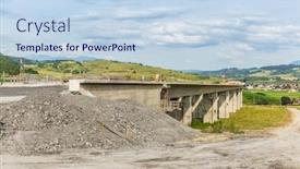  Presentation with ramp - Amazing presentation design having construction-of-new-freeway-section backdrop and a sky blue colored foreground