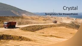  Presentation with seaport - Presentation theme enhanced with new seaport oil harbor truck background and a light blue colored foreground