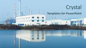  Presentation with water plant - Cool new PPT layouts with construction of oil refinery backdrop and a light blue colored foreground