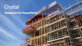  Presentation with concrete construction - Beautiful theme featuring construction of reinforced concrete building backdrop and a teal colored foreground