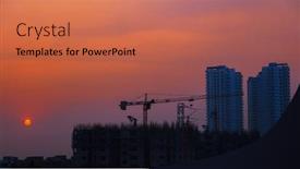  Presentation with apartment buildings - Presentation featuring construction-of-tall-apartment-buildings background and a coral colored foreground