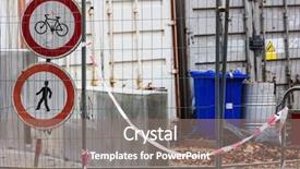  Presentation with barbed wire fence prison concept - Beautiful PPT theme featuring construction of the building fenced backdrop and a gray colored foreground