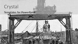  Presentation with cargo - Theme featuring construction-of-the-cargo-port background and a light gray colored foreground