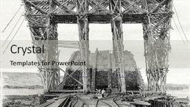  Presentation with bridge construction - Presentation theme consisting of construction of the railway bridge background and a light gray colored foreground