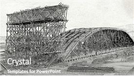  Presentation with bridge construction - Audience pleasing slide set consisting of construction of the railway bridge backdrop and a gray colored foreground