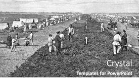  Presentation with engraving - Beautiful slides featuring construction-of-the-siberian-railway backdrop and a gray colored foreground