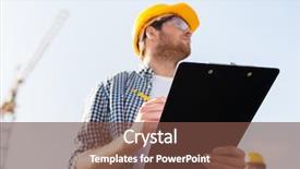  Presentation with paperwork - Beautiful presentation featuring construction pencils - business building paperwork and people backdrop and a tawny brown colored foreground