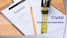  Presentation with tape measure - Beautiful presentation featuring construction pencils - closeup of a contractors estimate backdrop and a sky blue colored foreground