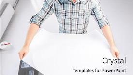  Presentation with architecture home - Cool new PPT theme with construction planning engineering - architecture and home renovation concept backdrop and a sky blue colored foreground