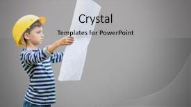  Presentation with building plans - PPT theme having construction planning engineering - digital composite of boy background and a light gray colored foreground
