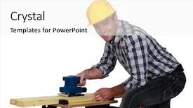 Presentation with work the word in your life - Presentation design having construction power - carpenter at work in studio background and a white colored foreground