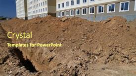  Presentation with house building - Slide set consisting of construction-process-and-development background and a tawny brown colored foreground