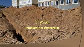  Presentation with house building - Theme enhanced with construction-process-and-development background and a tawny brown colored foreground