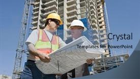  Presentation with developer - Cool new slide set with construction project at the job backdrop and a teal colored foreground