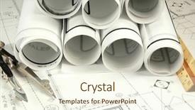  Presentation with architects - Slide deck featuring construction proposal - architects plans background and a cream colored foreground