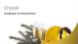  Presentation with silver christmas - Beautiful slides featuring construction protective clothes hard hat gloves and earphones fir tree branches and two glasses with champagne standing on glittering silver surface copy space new year and christmas backdrop and a white colored foreground