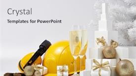  Presentation with flutes - Amazing slide deck having construction-protective-earphones-and-hard backdrop and a white colored foreground