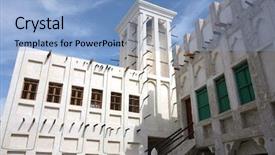  Presentation with architecture old - Presentation theme consisting of construction qatar - traditional arab architecture including background and a  colored foreground