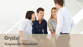  Presentation with virtual team meeting - Slides consisting of construction schedule - happy young team having background and a soft green colored foreground