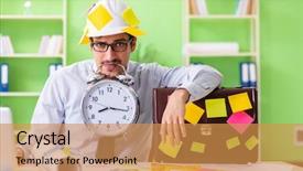  Presentation with cooperative cooperation at new project - Beautiful PPT layouts featuring construction scheduling management - male engineer working on new backdrop and a  colored foreground