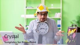  Presentation with project - Presentation theme consisting of construction scheduling management - male engineer working on new background and a  colored foreground