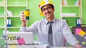  Presentation with cooperative cooperation at new project - Slide set having construction scheduling management - male engineer working on new background and a light blue colored foreground