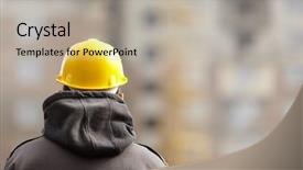  Presentation with under construction - Beautiful presentation featuring construction selective focus on part backdrop and a light gray colored foreground