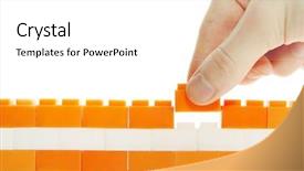  Presentation with poster on white wall above - Slides enhanced with construction services - compleeting the wall background and a  colored foreground