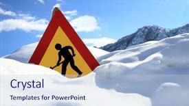  Presentation with construction tools - Audience pleasing PPT theme consisting of construction sign on snow backdrop and a  colored foreground