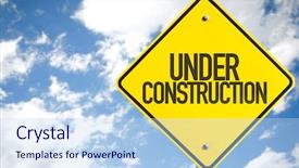  Presentation with under construction - PPT layouts with construction sign with sky background background and a light blue colored foreground