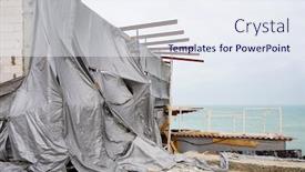  Presentation with construction site construction - Presentation consisting of construction-site-and-tarpaulin-construction background and a sky blue colored foreground