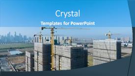  Presentation with build - PPT theme featuring construction-site-build-with-crane background and a teal colored foreground