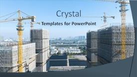  Presentation with build - Theme having construction-site-build-with-crane background and a light blue colored foreground
