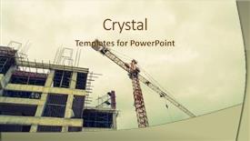  Presentation with building construction - Colorful PPT layouts enhanced with business case property - crane and building construction site backdrop and a cream colored foreground