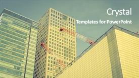  Presentation with building construction - PPT theme featuring construction site filtered image process background and a  colored foreground